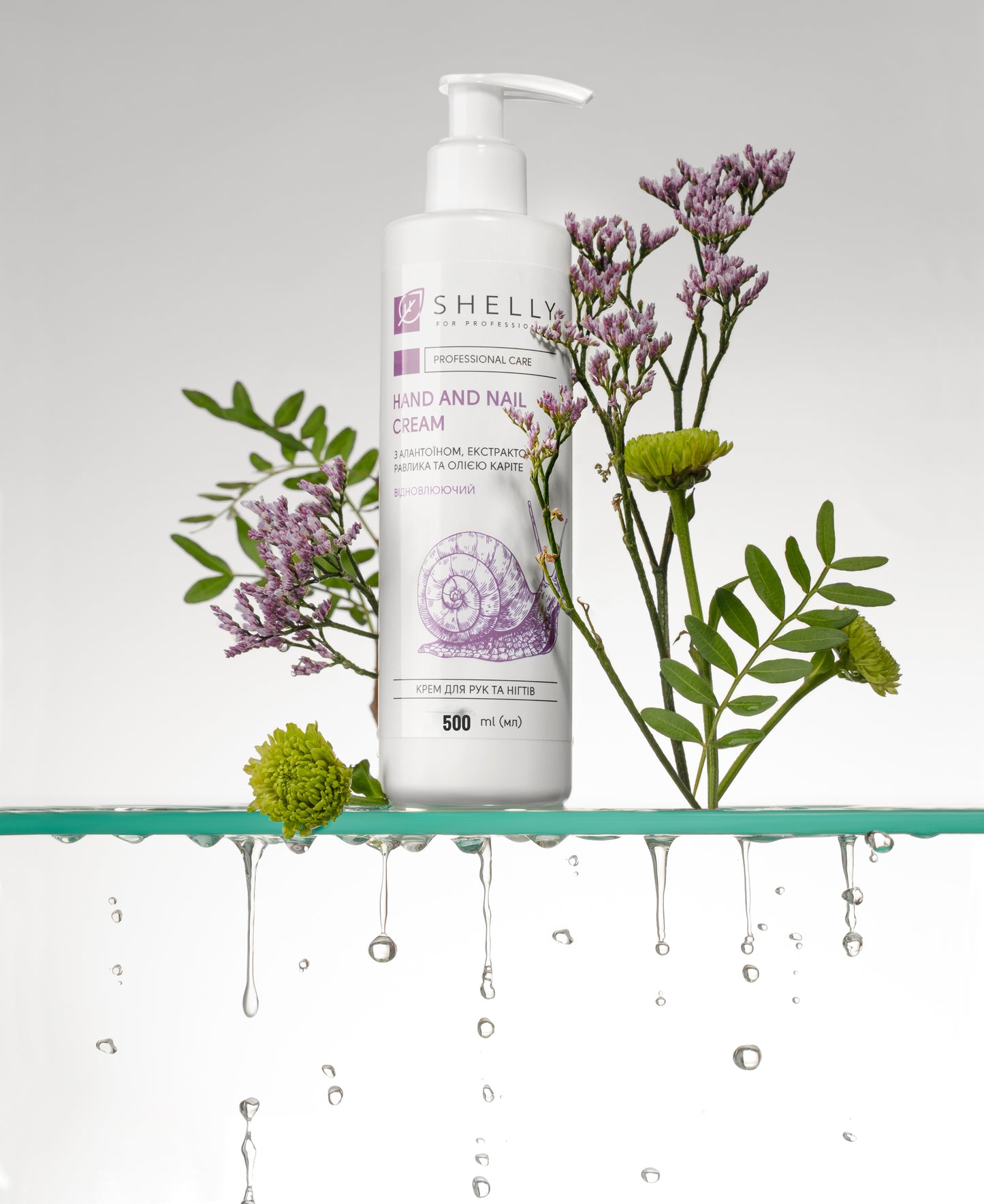 Hand- und Nagelcreme mit Allantoin, Schneckenextrakt und Sheaöl Shelly 500 ml