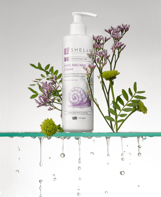 Hand- und Nagelcreme mit Allantoin, Schneckenextrakt und Sheaöl Shelly 500 ml