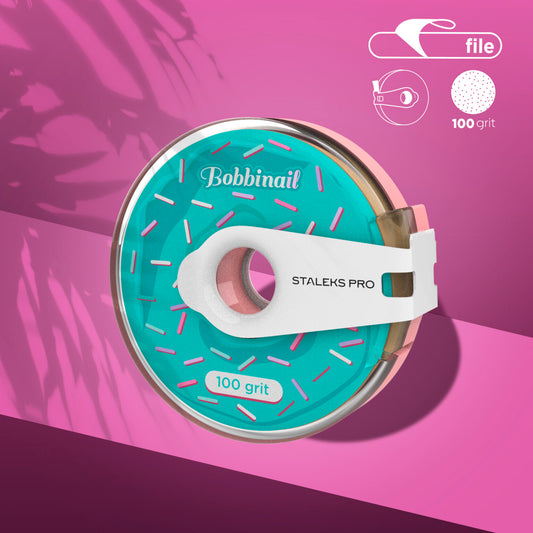 Disposable white abrasive tape EXPERT 100 grit in a plastic case