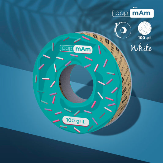 Disposable white abrasive tape papmAm EXPERT 100 grit for the ln ATSC-100w