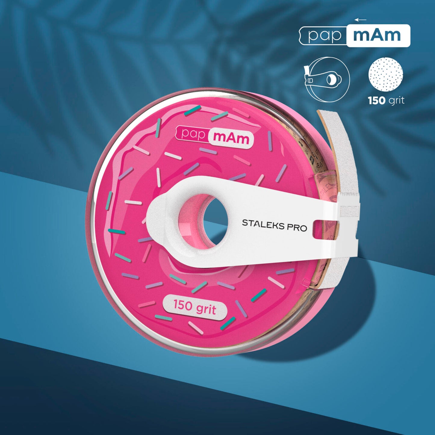 Disposable white abrasive tape EXPERT 150 grit in a plastic case