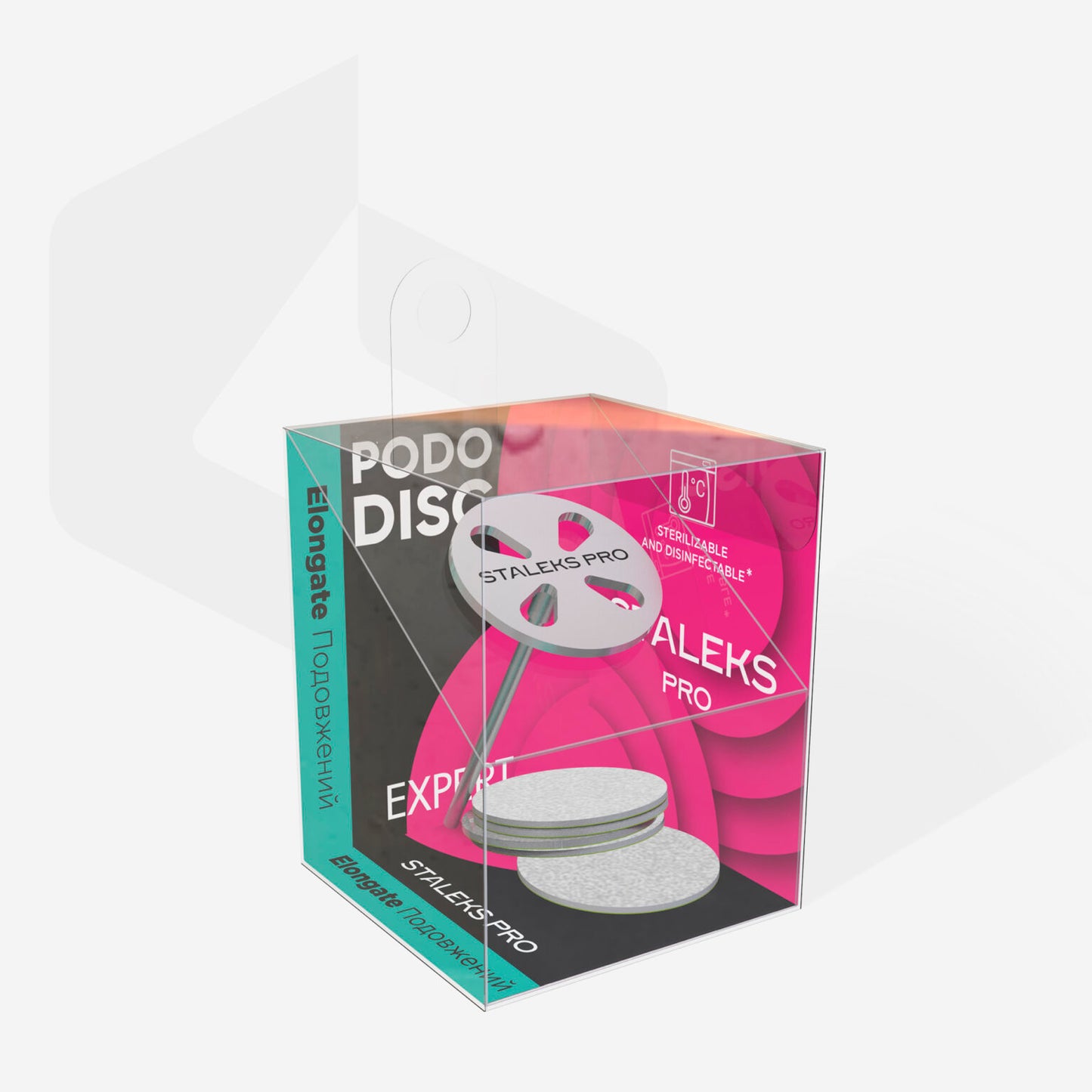 Elongated pedicure disc PODODISC M EXPERT and set of disposable files 180 grit 5 pcs (10 mm) PDLset-25