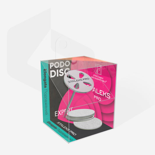 Elongated pedicure disc PODODISC M EXPERT and set of disposable files 180 grit 5 pcs (10 mm) PDLset-25