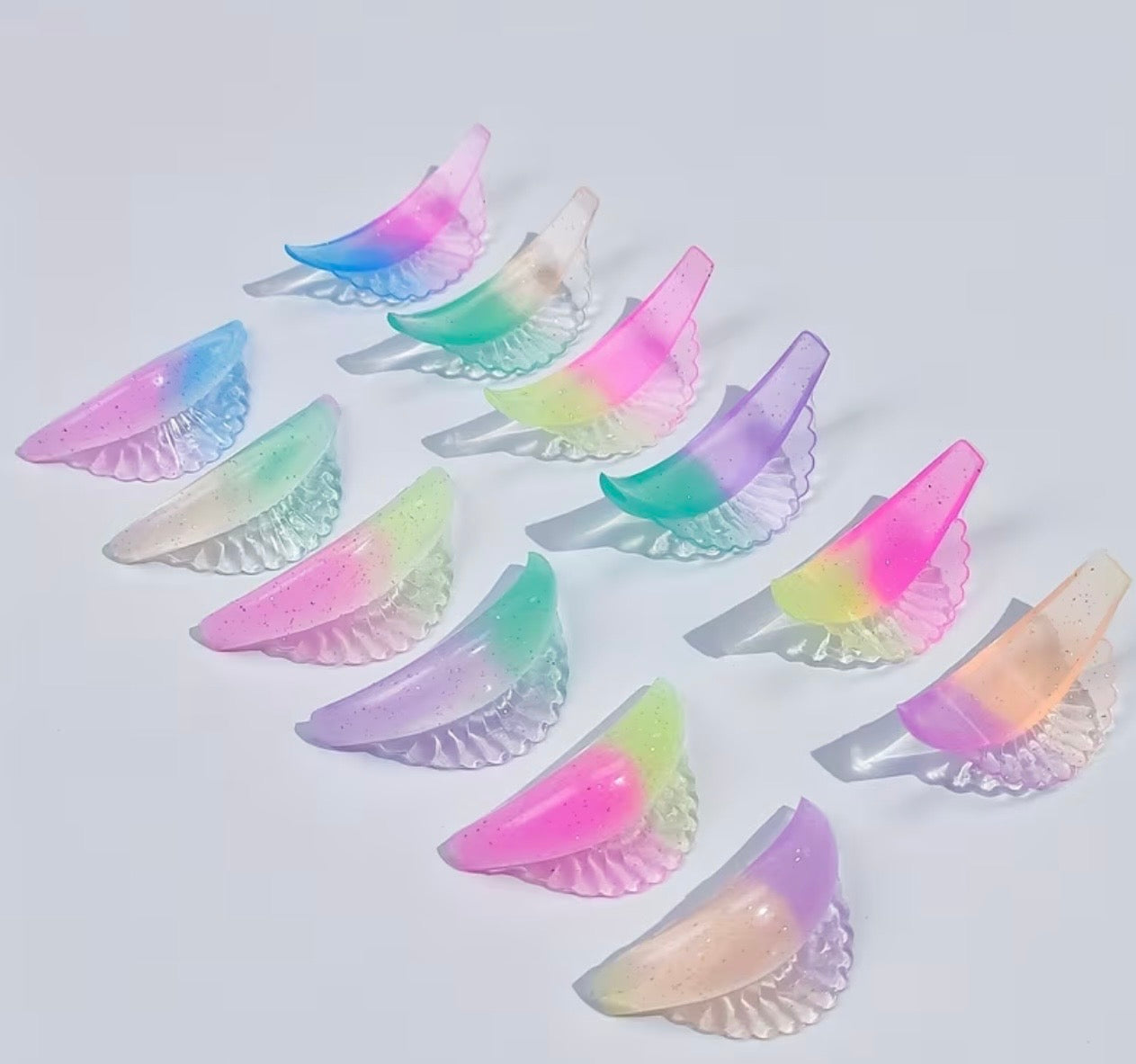 Silikon Pads für Wimpernlifting – Farbverlauf mit Glitzereffekt