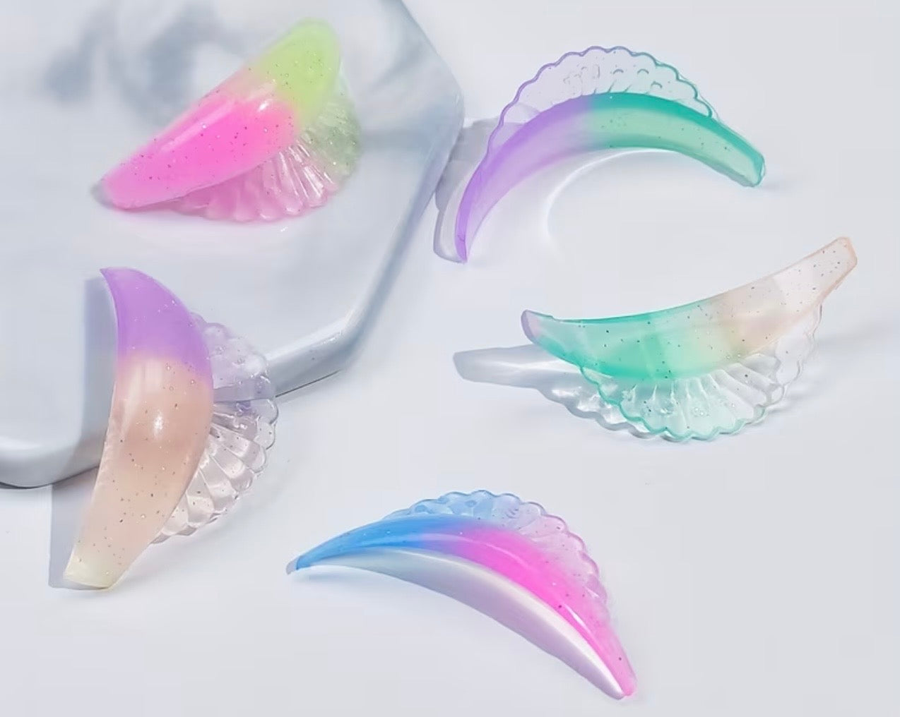 Silikon Pads für Wimpernlifting – Farbverlauf mit Glitzereffekt