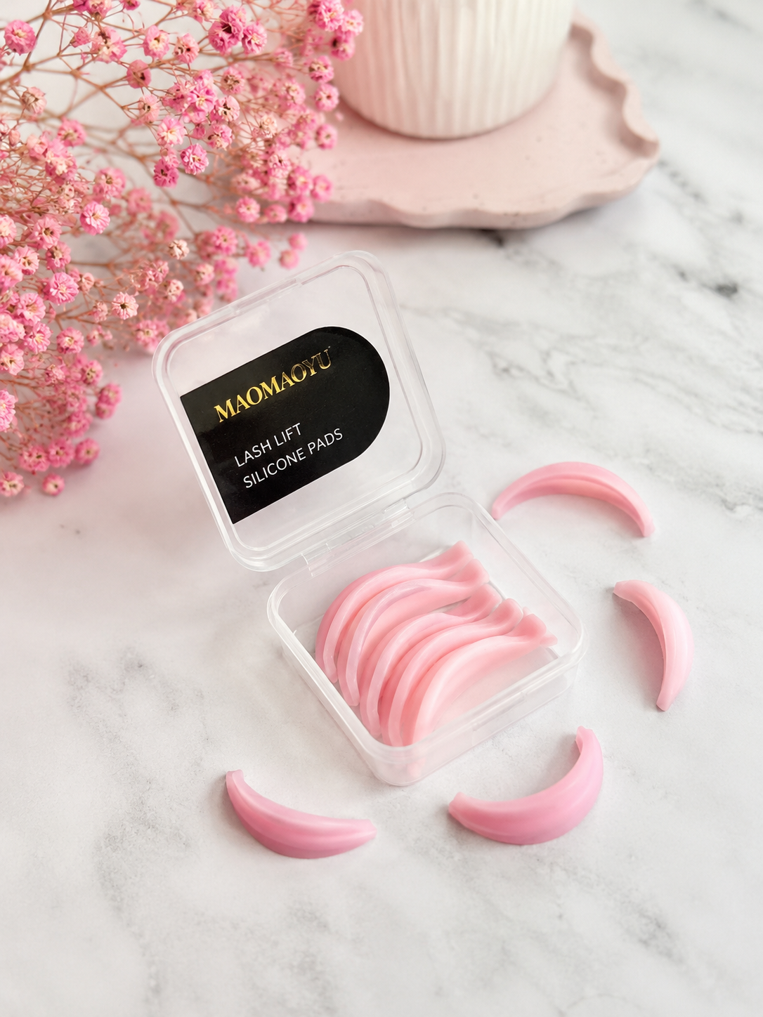 Rosa Silikonpads für Wimpernlifting – obere & untere Formen zur Laminierung